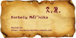 Korbely Mónika névjegykártya